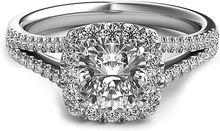 Cushion Halo Split Shank Diamond Engagement Ring