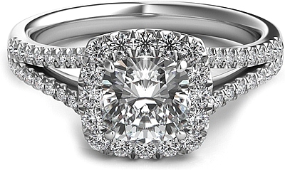 Cushion Halo Split Shank Diamond Engagement Ring-SNT313