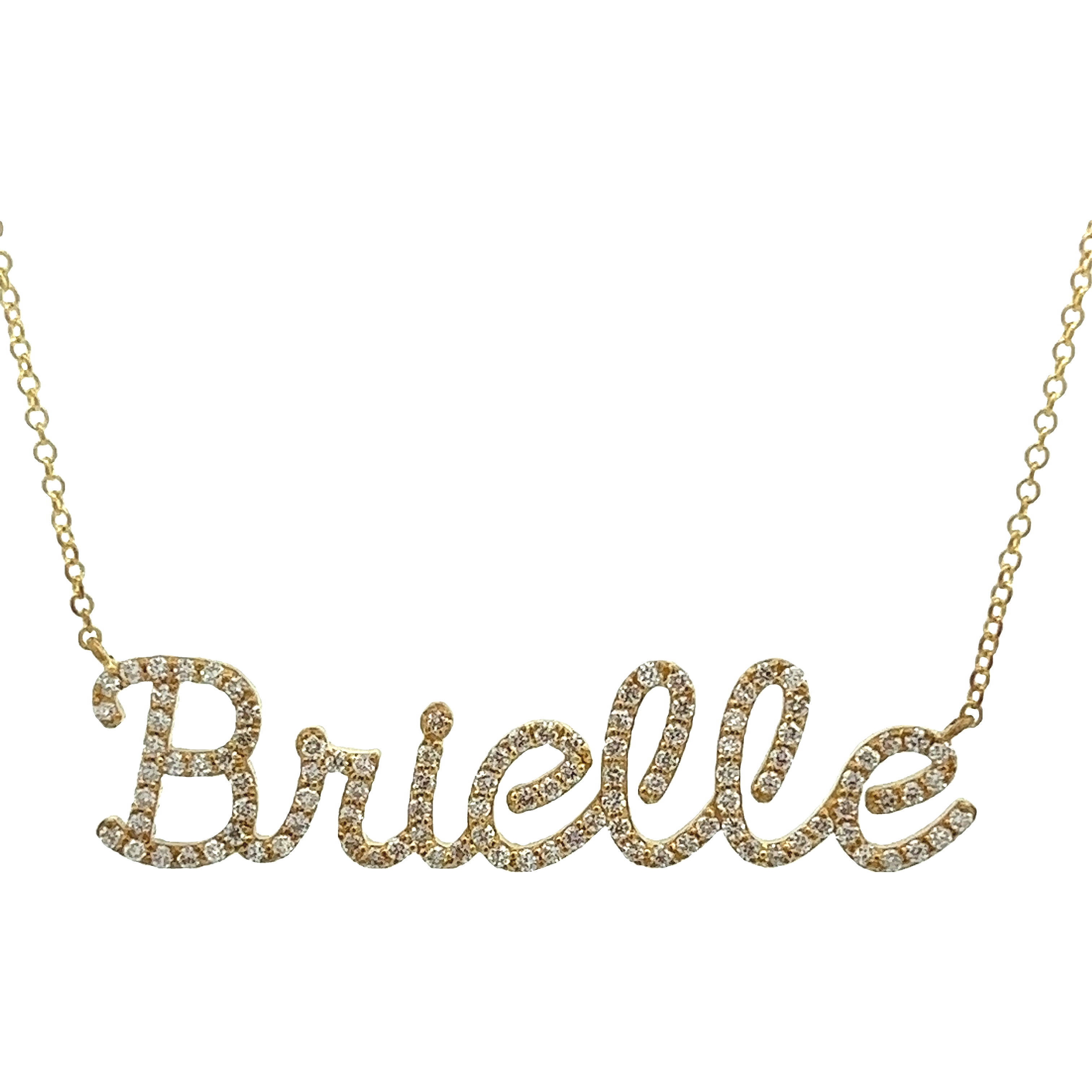 CustomYG - 14k Yellow Gold Custom Diamond Modern Script Necklace