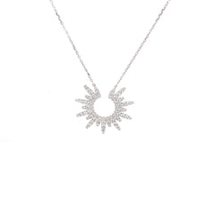 14k White Gold Diamond Sunburst Necklace