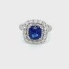 18k white gold diamond and sapphire ring 360 view