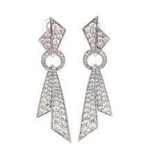 Art Deco Style 18k White Gold 1.64ct Diamond Earrings