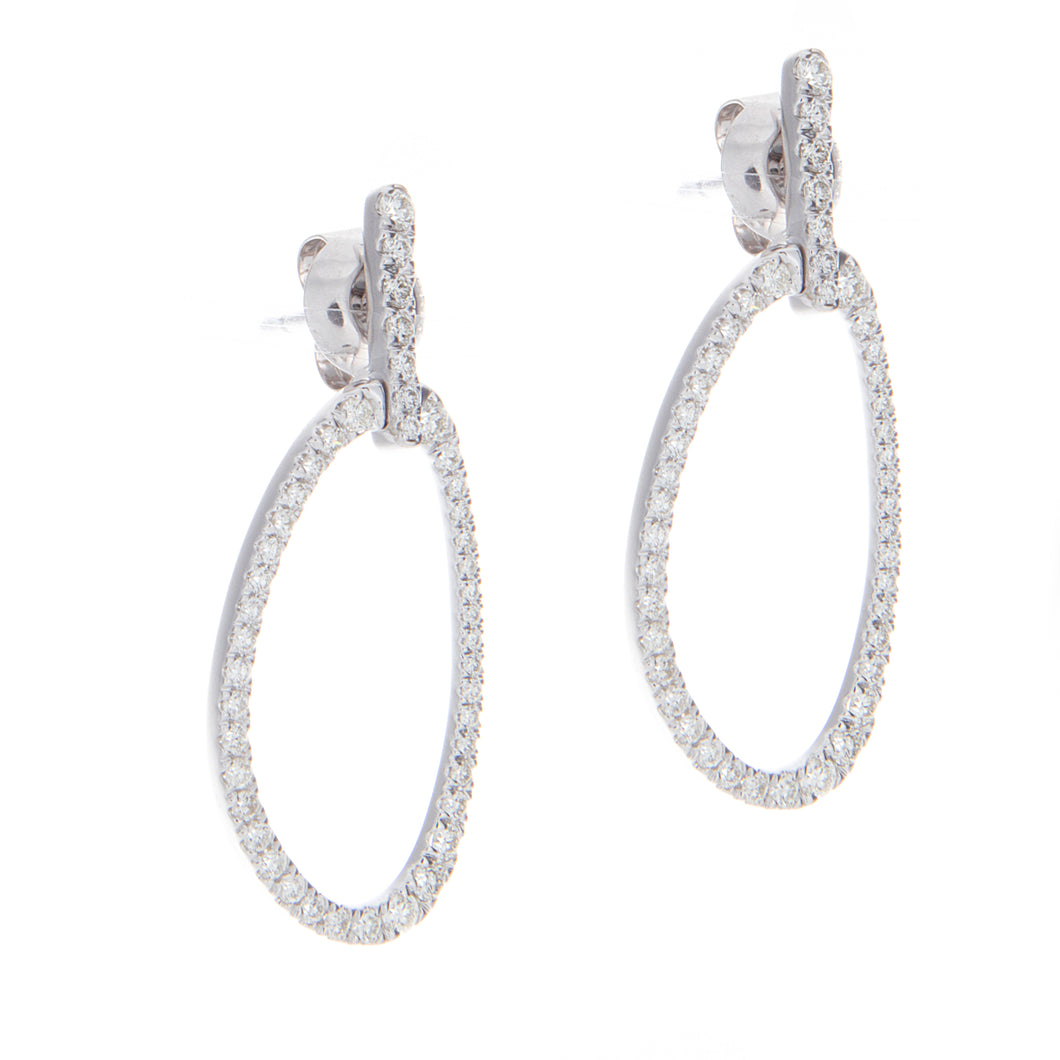oblong drop earrings with diamonds totaling .90ct