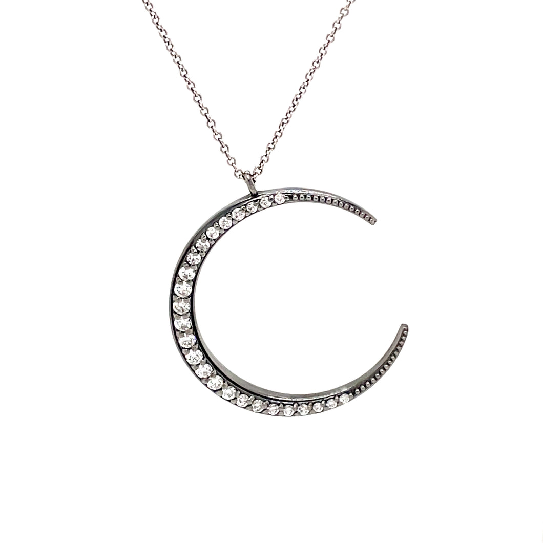 cresecnt moon pendant features 25 round brilliant cut diamonds tota...
