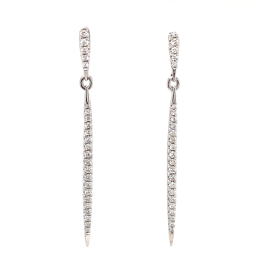 Tapered stick earrings with pave set diamonds totaling .42ct