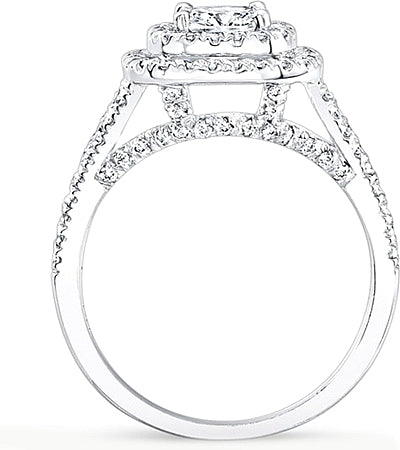 Round double halo 2025 split shank engagement ring