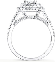 Double Halo Split Shank Diamond Engagement Ring