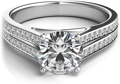 Double row pave engagement ring deals