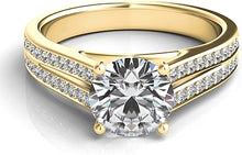Double Row Pave Diamond Engagement Ring