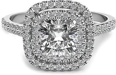 Cushion cut double 2025 halo diamond engagement ring