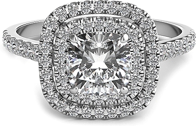 Double Row Pave Halo Diamond Engagement Ring-SNT245