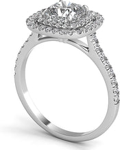 Double Row Pave Halo Diamond Engagement Ring