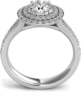 Two rows of pave-set diamonds surround your choice of a center diam...