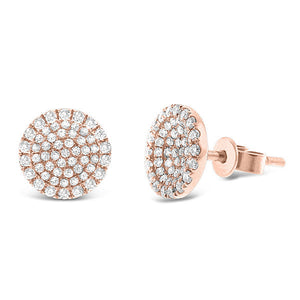 Diamond Disc Earrings in 14k Rose Gold with 110 Diamonds weighing ....