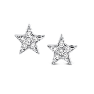 Diamond Star Earrings in 14k White Gold with 12 Diamonds weighing ....