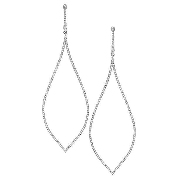 Diamond Drop Earrings (on mini hoops) in 14K White Gold with 288 di...