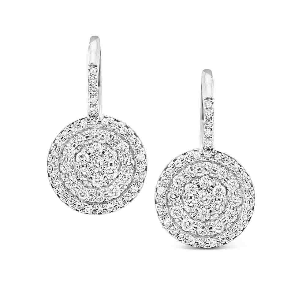 Diamond Classic Disc Earring in 14K White Gold with 100 Diamonds We...