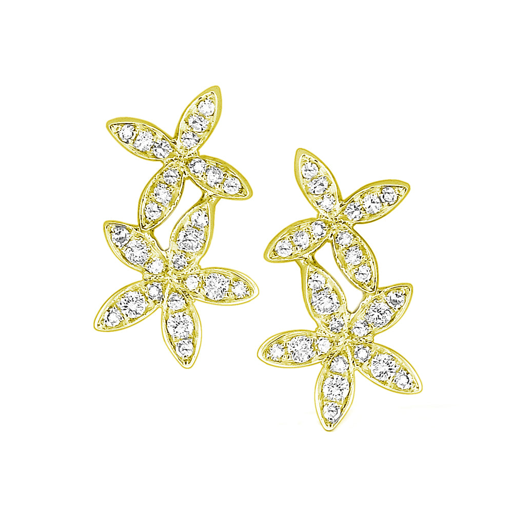 These earrings feature round brilliant cut diamonds that total .27cts.