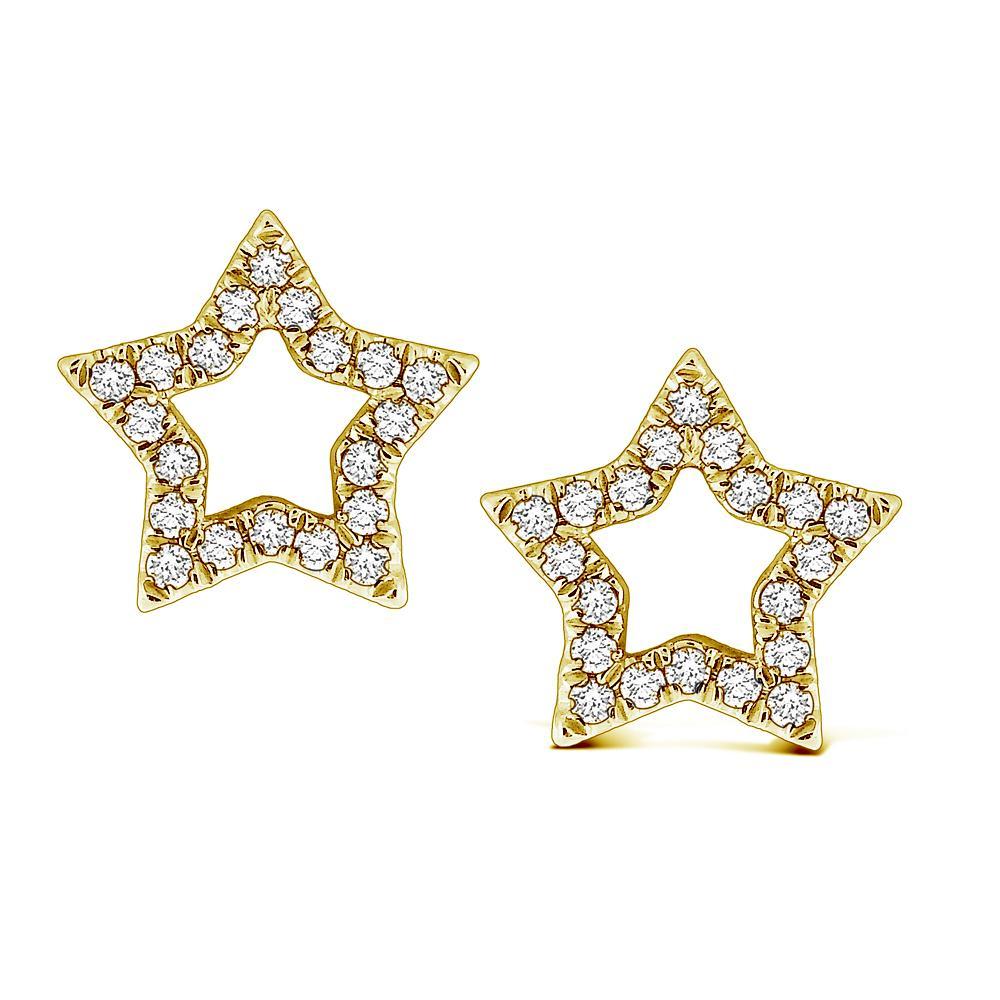 These diamond star earrings feature pave set round brilliant cut di...