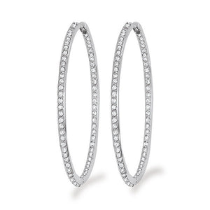 Diamond Inside Outside Hoop Earrings in 14k White Gold with 132 Dia...