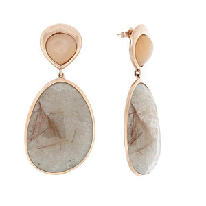 These one of a kind earrings feature rutilated moonstones set in 14...