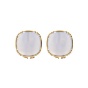 These stunning earrings feature a chalcedony stone set in a gold be...
