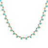 14k Yellow Gold Diamond & Turquoise Necklace 