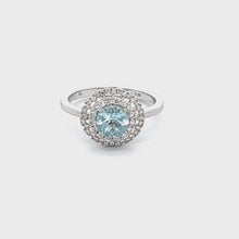 14k White Gold Diamond & Aquamarine Ring