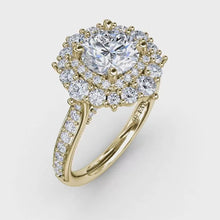 Fana Two-Tone Double Halo Round Diamond Engagement Ring Engagement Ring With Diamond Band