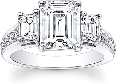 SES1228C Emerald Cut 3 Stone Diamond Engagement Ring H.L