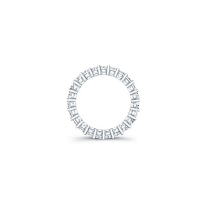 
Emerald cut diamonds are set in a continuous circle using shared p...