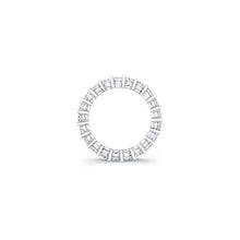 
Emerald cut diamonds are set in a continuous circle using shared p...