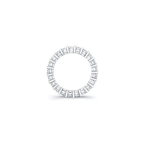 
Emerald cut diamonds are set in a continuous circle using shared p...