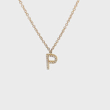 14K Yellow Gold Diamond Initial Necklace 360 view