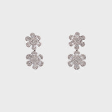14k Diamond Flower Drop Earrings