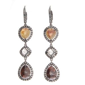 These vintage inspired earrings feature faceted color diamonds tota...