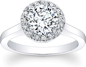 Flush Fit Pave Halo Diamond Engagement Ring