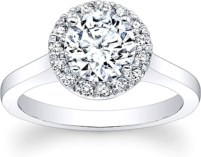 Flush Fit Pave Halo Diamond Engagement Ring
