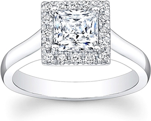 Flush Fit Pave Halo Diamond Engagement Ring
