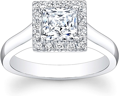 Flush Fit Pave Halo Diamond Engagement Ring