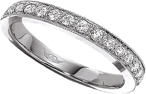 This stylish wedding band by Martin Flyer features pave-set round b...