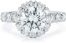 French Pave Set Halo Diamond Engagement Ring