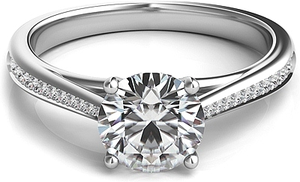 Graduated Pave-Set Diamond Engagement Ring