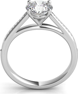 Graduated Pave-Set Diamond Engagement Ring