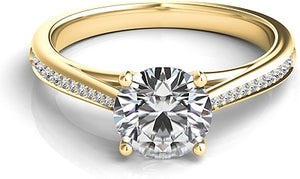 Graduated Pave-Set Diamond Engagement Ring