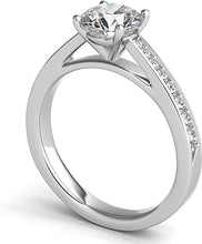 Graduated Pave-Set Diamond Engagement Ring