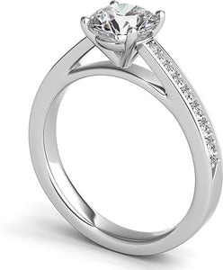 Graduated Pave-Set Diamond Engagement Ring