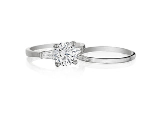 Henri Daussi Baguette Diamond Engagement Ring