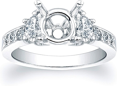 Half Moon & Pave Diamond Engagement Ring- 3/4ct tw