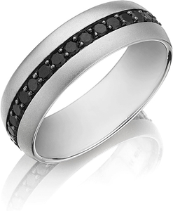 This Henri Daussi white gold men's band features a matte finish wit...